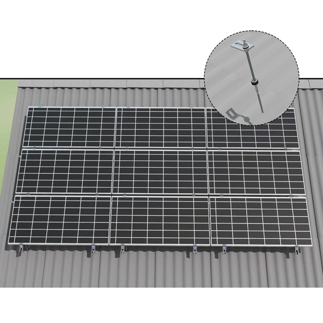 System montażu paneli słonecznych na metalowym dachu ze śrubą do wieszaka solarnego